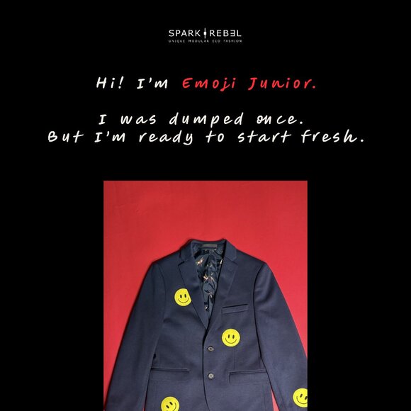 Upcycled Ralph Lauren Schoolboy Blazer XS – Navy Jacket with Emoji Patches - Picture 10 of 11